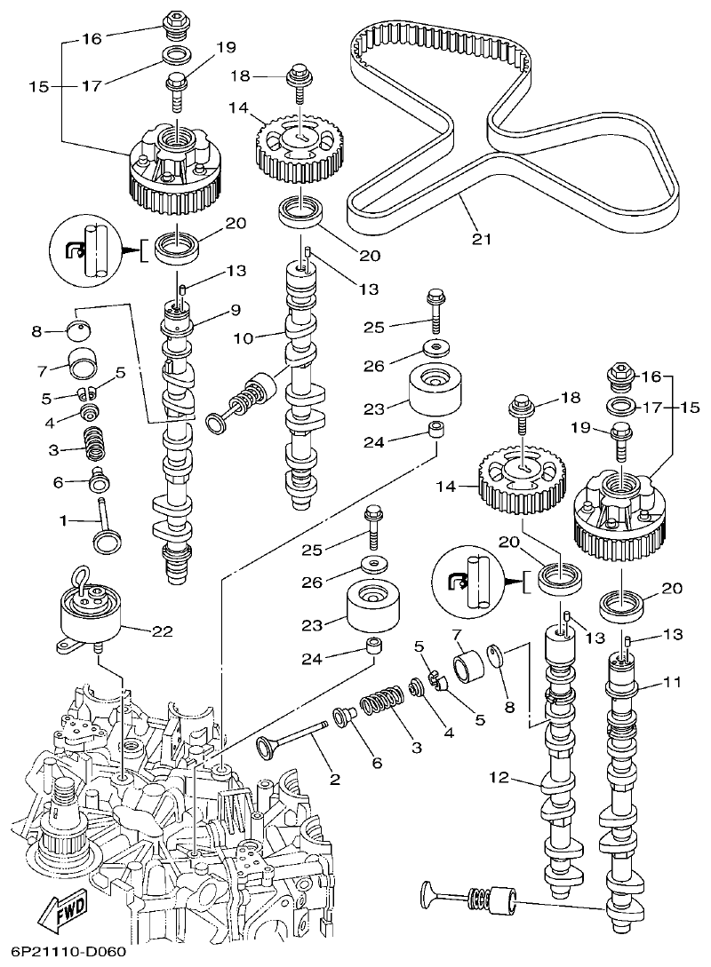 Yamaha F225BET, FL225BET VALVE parts diagram